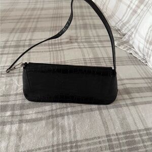Kenneth Cole Reaction Black Croc-Embossed Shoulder Bag